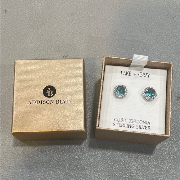 Jewelry - Silver and Blue Stud Earrings